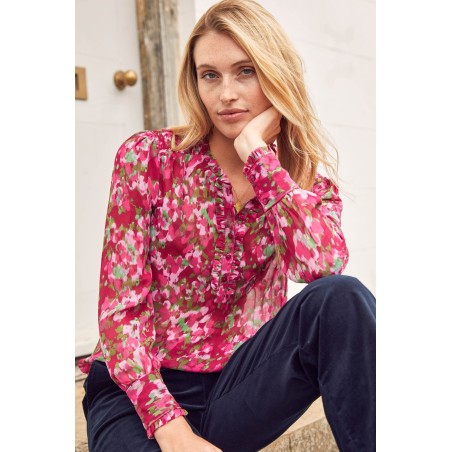 Limited Edition Kassidy Blouse | Hazy Floral Burgundy/Pink Available for Immediate Shipping