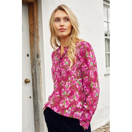 Limited Edition Kassidy Blouse | Hazy Floral Burgundy/Pink Available for Immediate Shipping