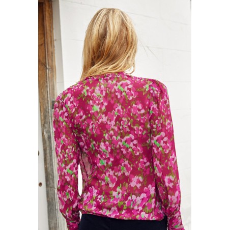 Limited Edition Kassidy Blouse | Hazy Floral Burgundy/Pink Available for Immediate Shipping