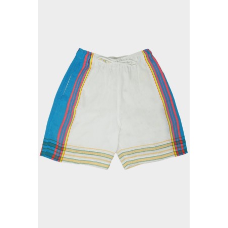 Limited Edition Kikoy Long Shorts | White/Turquoise On Hand Now