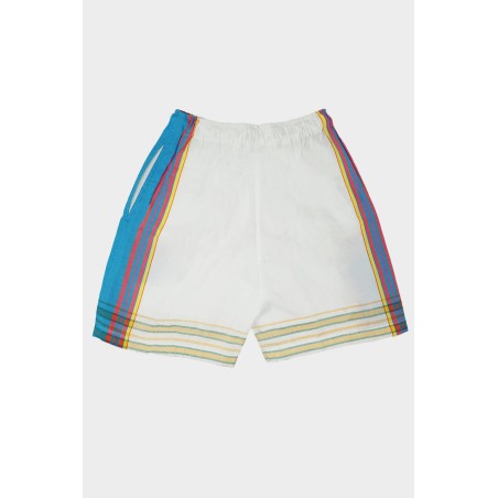 Limited Edition Kikoy Long Shorts | White/Turquoise On Hand Now