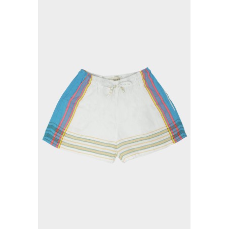 Limited Edition Kikoy Short Shorts | White/Turquoise Limited Stock