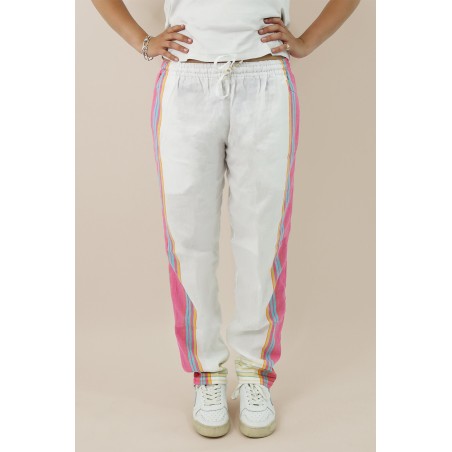 Limited Edition Unisex Kikoy Trousers | White/Pink