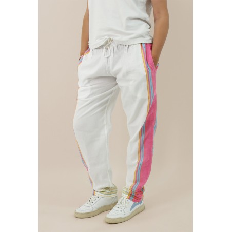 Limited Edition Unisex Kikoy Trousers | White/Pink