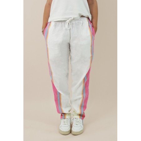 Limited Edition Unisex Kikoy Trousers | White/Pink