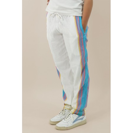 Limited Edition Unisex Kikoy Trousers | White/Turquoise Hot New Item