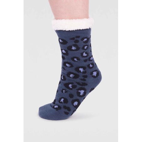 Limited Edition Ladies' Sabel Organic Cotton Animal Cabin Sock | Blue Slate New Stock