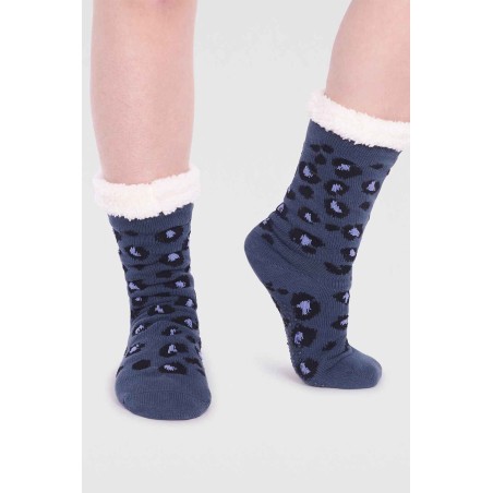 Limited Edition Ladies' Sabel Organic Cotton Animal Cabin Sock | Blue Slate New Stock