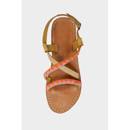 Limited Edition Lara Leather Sandals | Pink/Orange On Hand Now