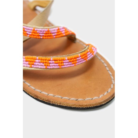 Limited Edition Lara Leather Sandals | Pink/Orange On Hand Now