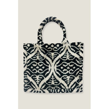 Limited Edition Large Silk Tote | Ikat Black/Taupe Limited Stock