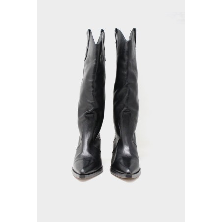 Limited Edition Leather Knee High Cowboy Boots | Black Just Launched