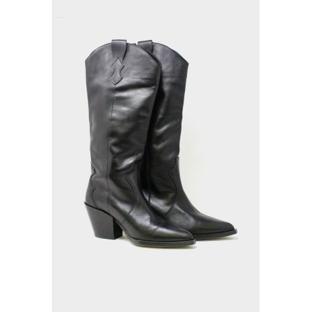 Limited Edition Leather Knee High Cowboy Boots | Black Just Launched