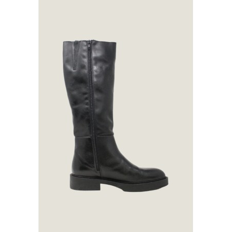 Limited Edition Leather Knee High Flat Boots | Black In Stock