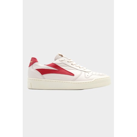 Limited Edition Leather Low Top Trainers | White/Red New Release