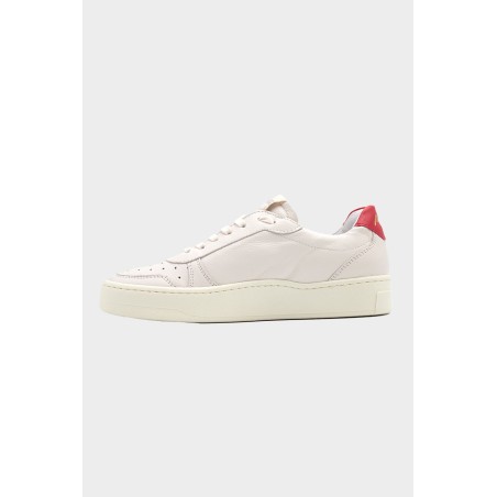 Limited Edition Leather Low Top Trainers | White/Red New Release