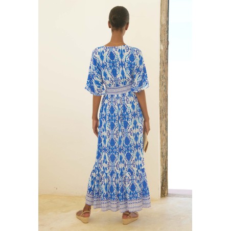 Limited Edition Lena EcoVero™ Dress | Ikat Blue/White On Hand Now