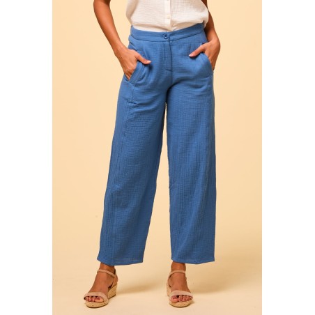 Limited Edition Libby Cheesecloth Trousers | Marina Blue New Collection