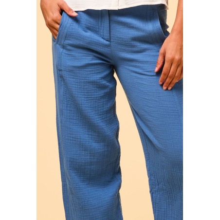 Limited Edition Libby Cheesecloth Trousers | Marina Blue New Collection