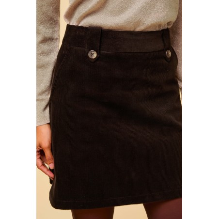 Limited Edition Lily Stretch Corduroy Skirt | Chocolate Available for Immediate Shipping