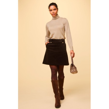 Limited Edition Lily Stretch Corduroy Skirt | Chocolate Available for Immediate Shipping