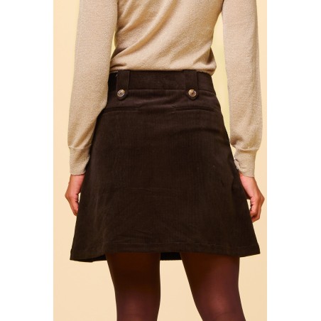 Limited Edition Lily Stretch Corduroy Skirt | Chocolate Available for Immediate Shipping