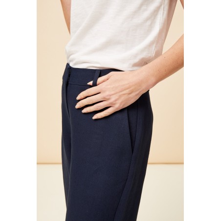 Limited Edition Linen Blend Trousers | Navy Limited Stock