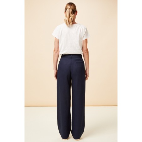 Limited Edition Linen Blend Trousers | Navy Limited Stock