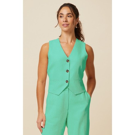 Limited Edition Linen Blend Waistcoat | Green