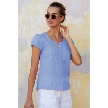 Limited Edition Lisbon Cotton Dobby Shirt | Blue New Stock