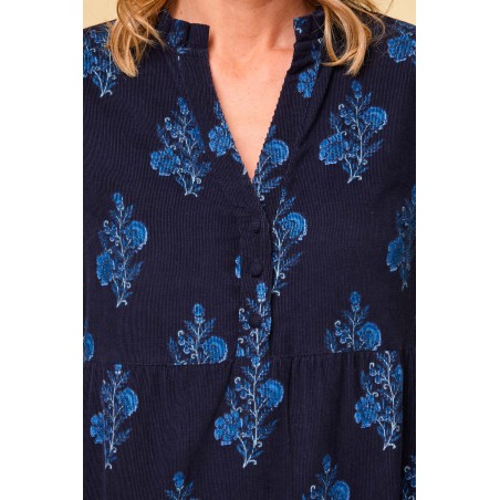 Limited Edition Liv Printed Corduroy Dress | Flower Print Navy Latest Edition