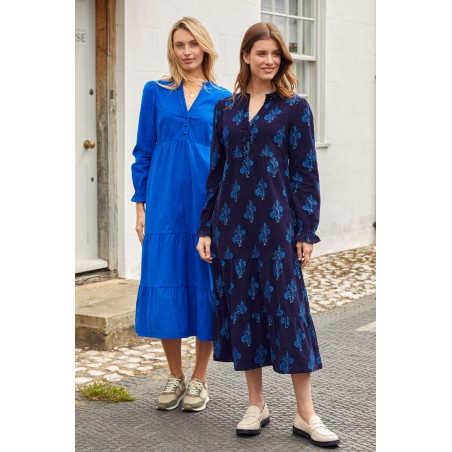 Limited Edition Liv Printed Corduroy Dress | Flower Print Navy Latest Edition