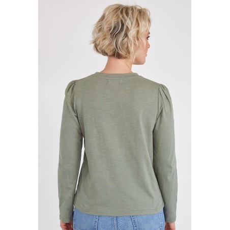 Limited Edition Long Sleeve Puff Shoulder T-Shirt | Khaki Fresh Release