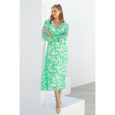 Limited Edition Long Sleeve Sally Anne Dress | Green/Ivory In Stock