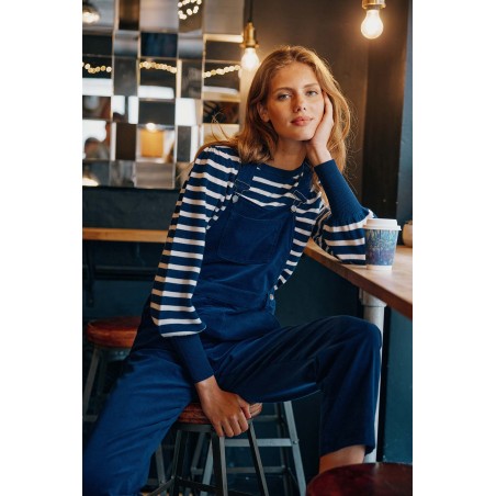 Limited Edition Merino Wool Striped Crew Neck Jumper | Navy/Cream