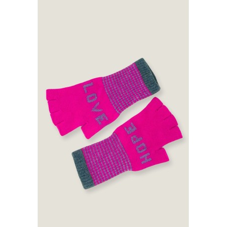 Limited Edition Love Hope Fingerless Gloves | Pink/Grey/Green Fresh Release