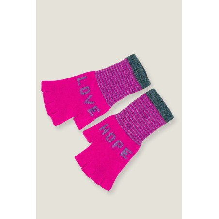 Limited Edition Love Hope Fingerless Gloves | Pink/Grey/Green Fresh Release