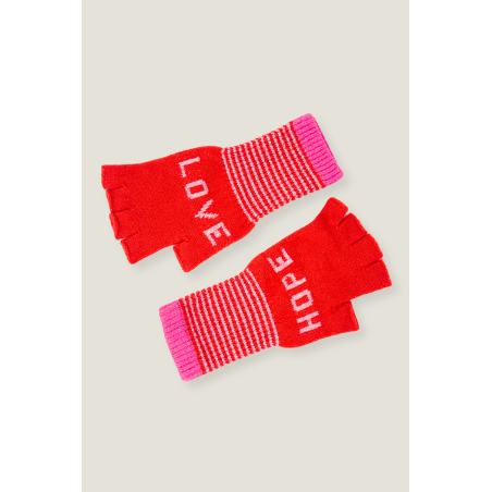 Limited Edition Love Hope Fingerless Gloves | Red/Pink Limited Stock