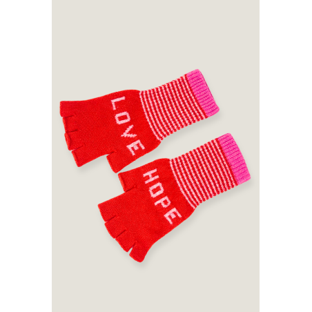 Limited Edition Love Hope Fingerless Gloves | Red/Pink Limited Stock