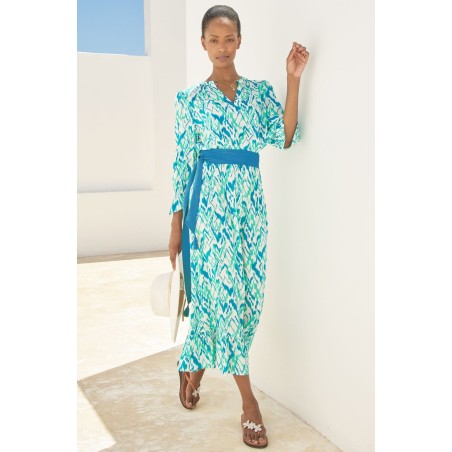 Limited Edition Maeve EcoVero™ Dress | Fluid Abstract White/Sea Green Limited Stock