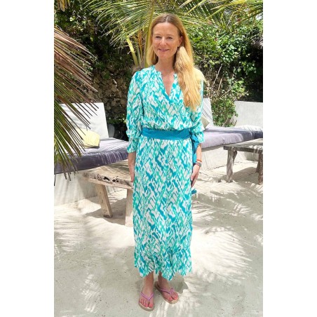 Limited Edition Maeve EcoVero™ Dress | Fluid Abstract White/Sea Green Limited Stock