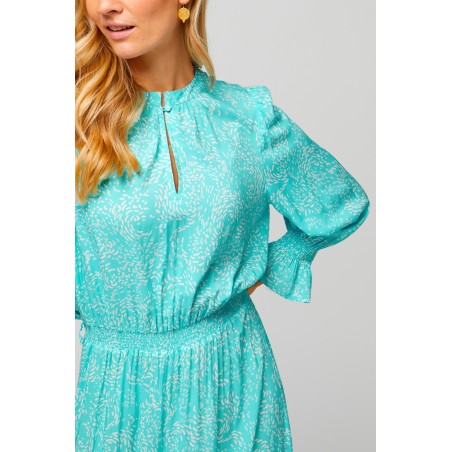 Limited Edition Maeve Tea Dress | Swirl Turquoise/White