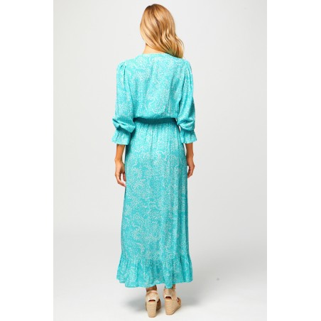 Limited Edition Maeve Tea Dress | Swirl Turquoise/White