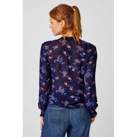 Limited Edition Maisie Viscose Georgette Shirt | Budding Paisley Navy/Orange New Collection