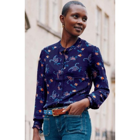 Limited Edition Maisie Viscose Georgette Shirt | Budding Paisley Navy/Orange New Collection