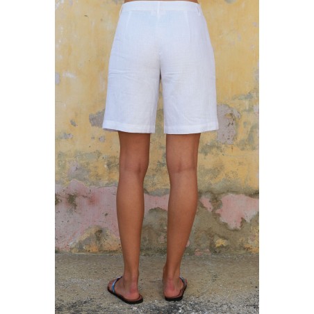 Limited Edition Alexandra Long Linen Shorts | White On Hand Now