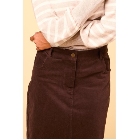 Limited Edition Mallory Stretch Corduroy Skirt | Chocolate Ready for Shipment