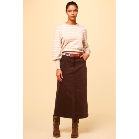 Limited Edition Mallory Stretch Corduroy Skirt | Chocolate Ready for Shipment