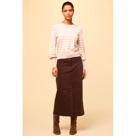 Limited Edition Mallory Stretch Corduroy Skirt | Chocolate Ready for Shipment