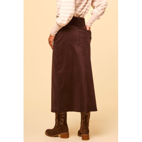 Limited Edition Mallory Stretch Corduroy Skirt | Chocolate Ready for Shipment